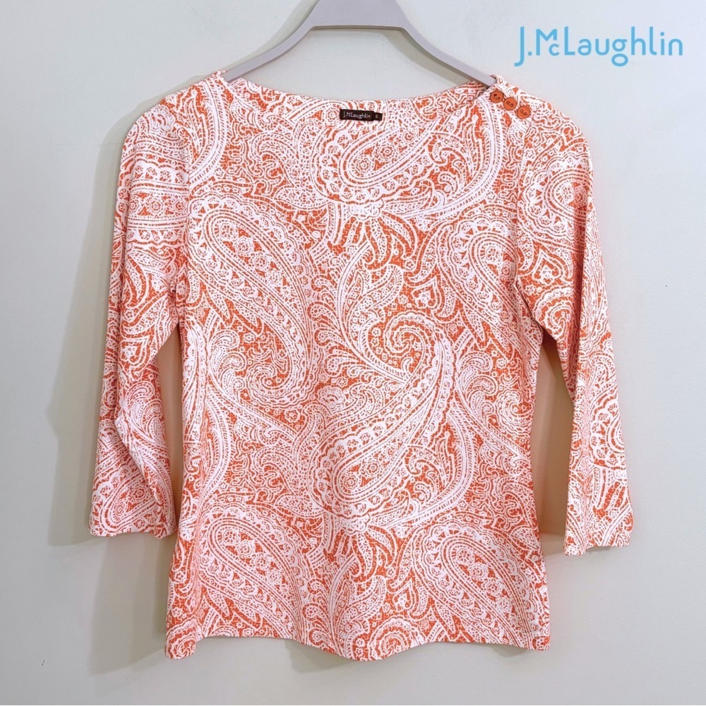 J. McLaughlin 3/4 Sleeve Boatneck Top